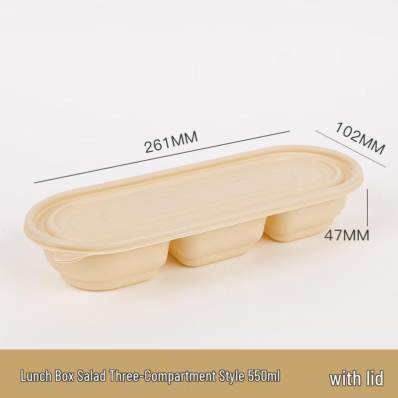 Eco-Friendly 550ml Corn Starch 3-Compartment Bento Box