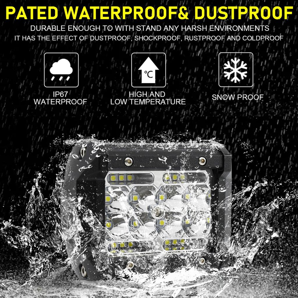 4in LED Offroad Light 60W 6000LM IP67 Waterproof PMMA Lens Universal Floodlight for Truck SUV ATV Boat