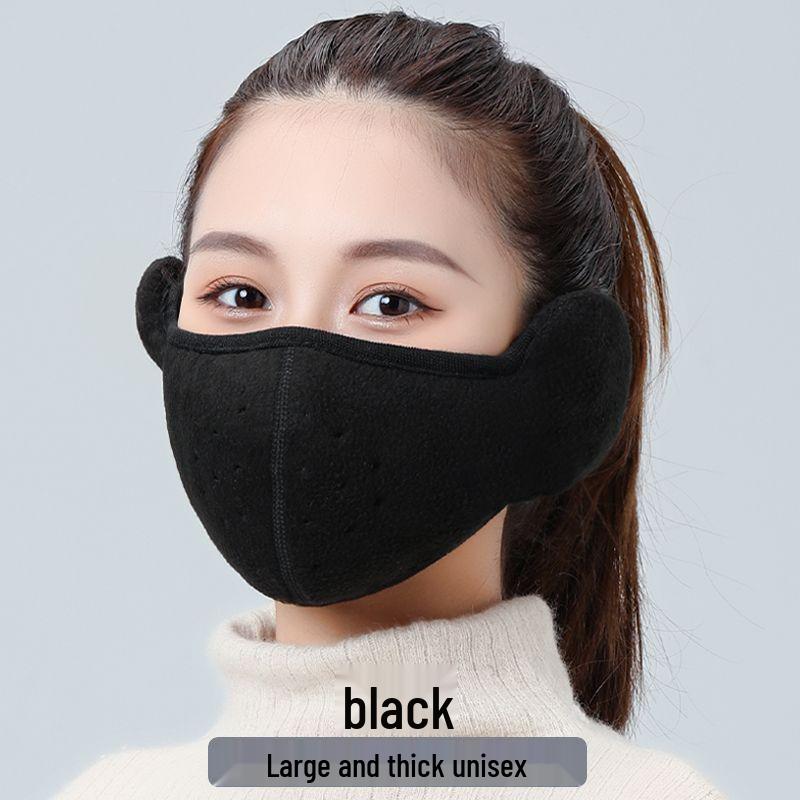 Windproof Winter Cycling Mask with Earmuffs - Breathable 3D Cotton Face and Ear Protector.