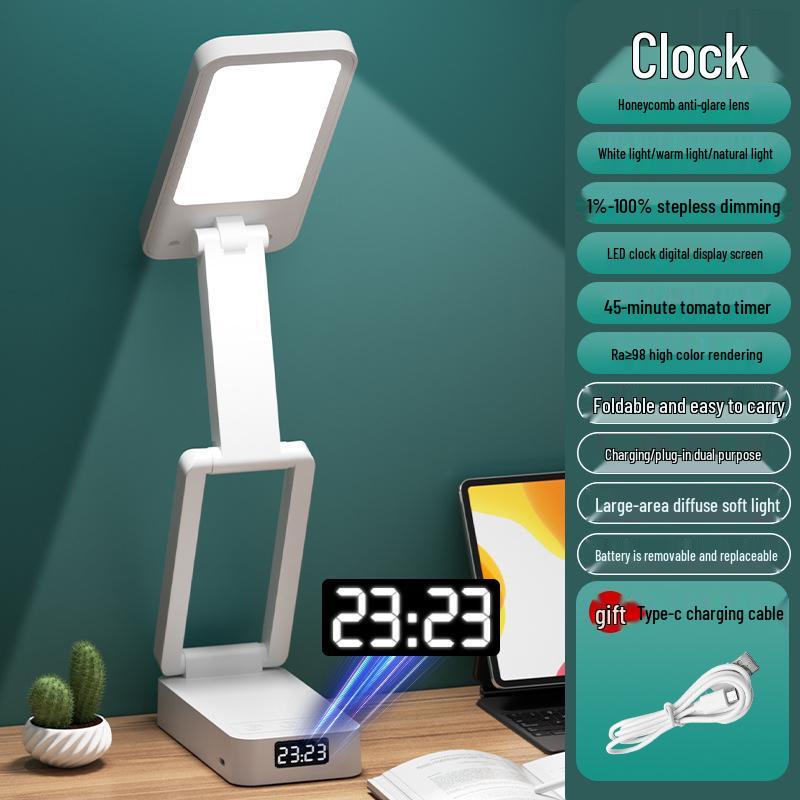 LED Eye Protection Folding Desk & Bedside Lamp with Anti-Blue Light USB Night Light for Study and Reading