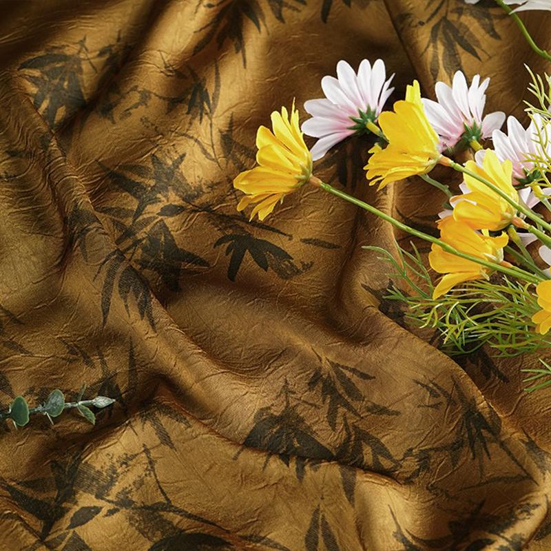 Antique Style Bamboo Pattern Satin Brocade Fabric Soft Drape Imitation Acetic Acid Fabric For Diy Sewing Hanfu Dress Cheongsam