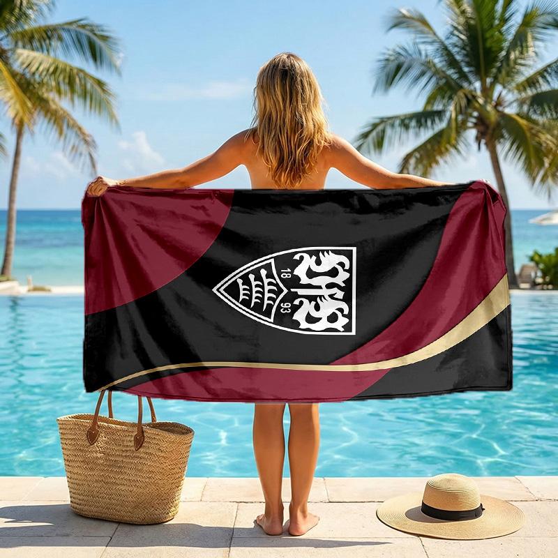 Asciugamano da Spiaggia Calcio VfB Stuttgart Morbida Microfibra Asciugamano Estivo Asciugatura Rapida Assorbente per Spiaggia Piscina Viaggio