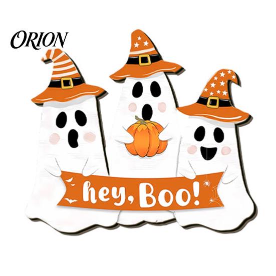 Holiday Party Supplies Halloween Wooden Hanging Sign, Rustic Ghost Bat Black Cat Witch Hat Wall Decor, Balcony Window Decor Spooky Pendant with