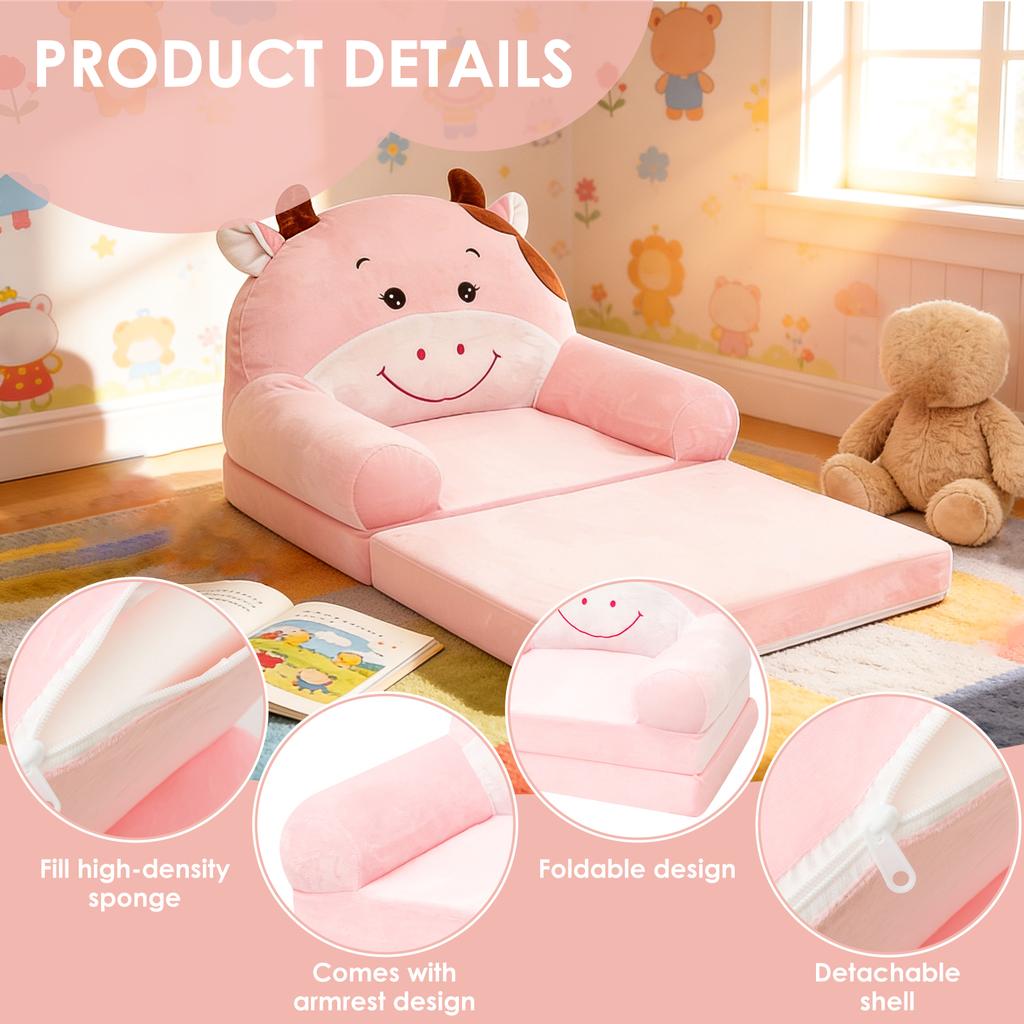 Folding Kids Sofa 2 In 1 Baby Seat Chair  Comfortable Foam Filled Children Reading Armchair Toddler Sleeping Couch for Bedroom
