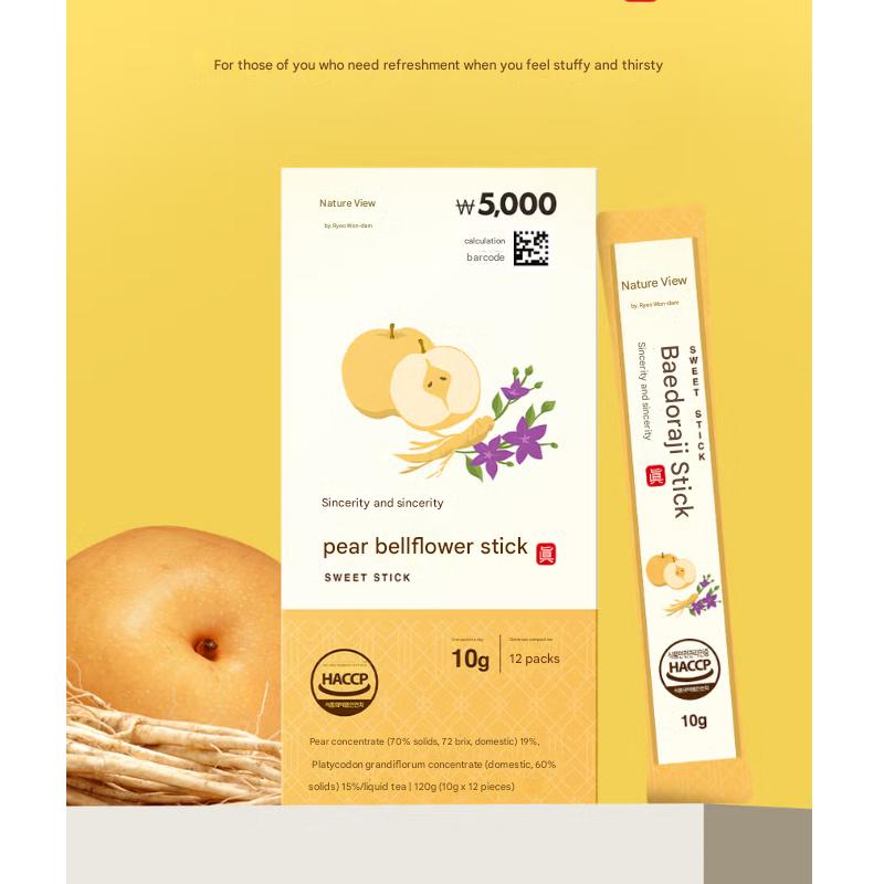 Jayeongwan Sincerely Made Pear & Balloon Flower Stick 10 g × 12 Sticks  (3 Options)