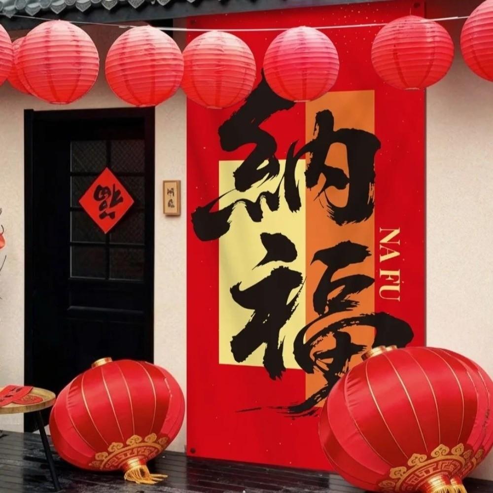 Store Decoration Traditional New Year Hanging Banners Large Red Festive Banners DIY Good Luck Wall Couplets Photo Props