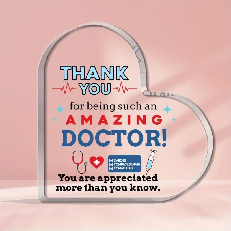 

2D Flat, Doctor Appreciation Heart-Shaped Acrylic Desktop Decoration Plaque, Suitable for wall Decoration, porch, Room, Villa, accents Home, Hallway, 10*10cm