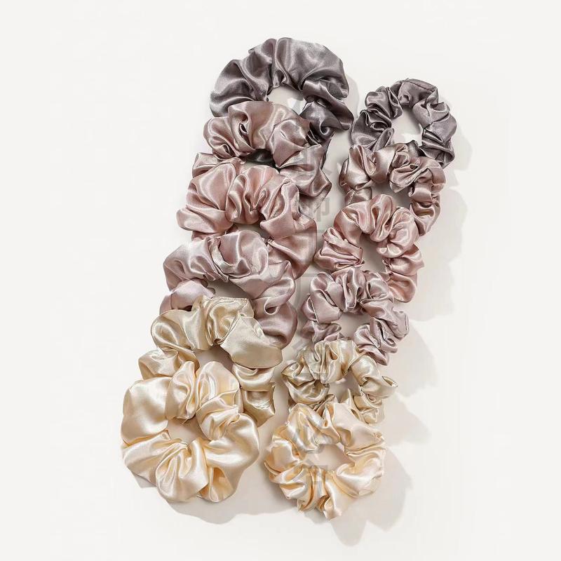 12Pcs Soft Simple Solid Color Hair Ties Korean Style Satin Scrunchie Suitable For Wearing In All Settings Hair Accessories