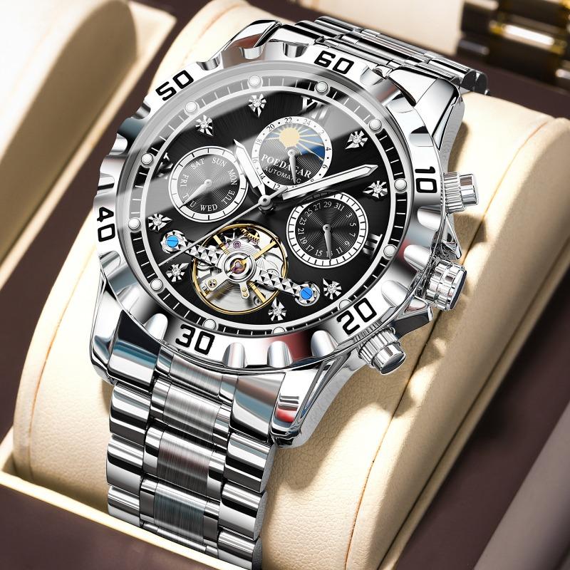 Top Brand Mechanical Watch Men's Waterproof Multifunctional Mechanical Watch Luminous Wrist Watch