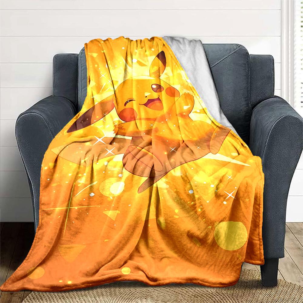 1pc Pikachu Sparkle blanket Lightweight Flannel Throw for Sofa Bed Travel Camping Livingroom Office Couch Chair
