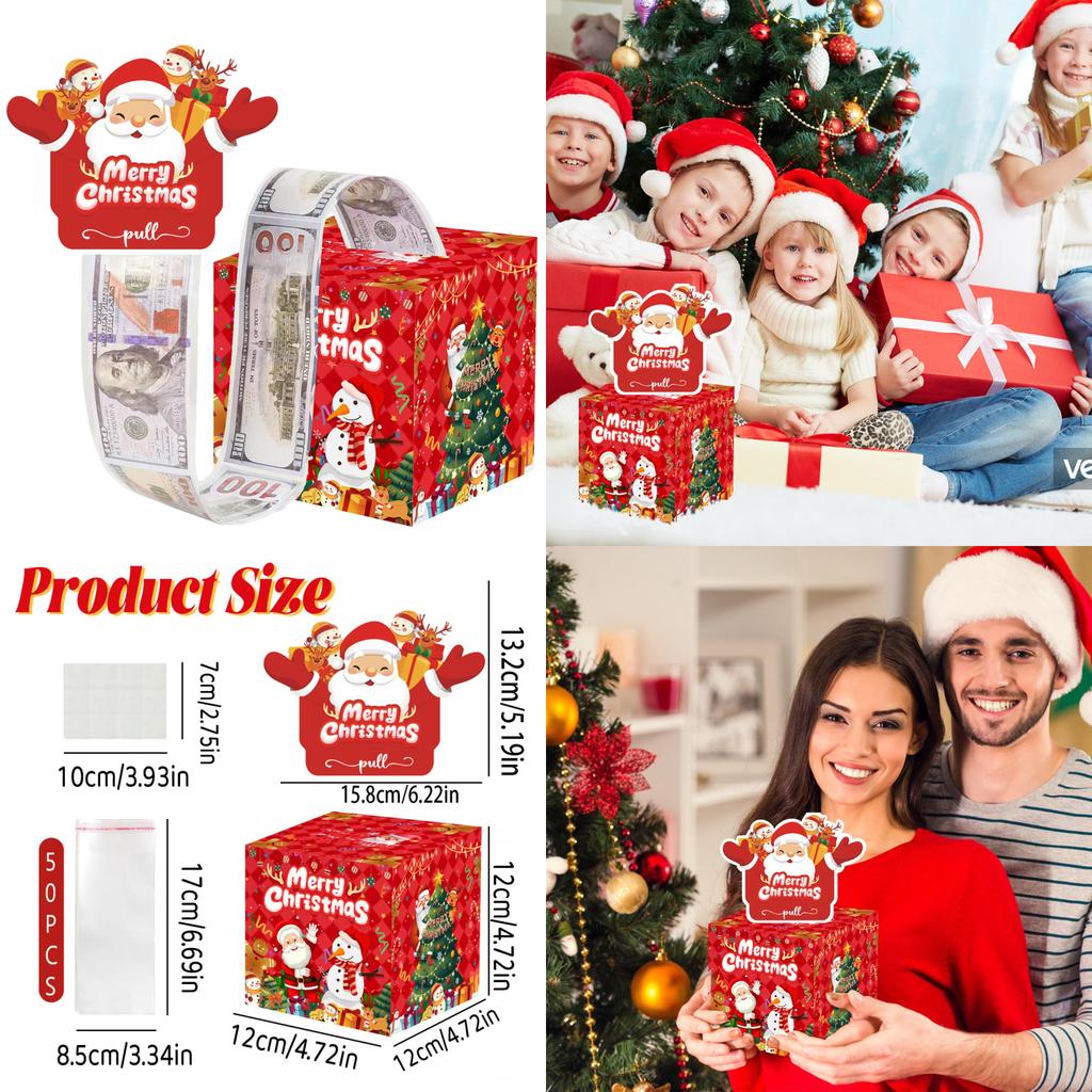 Christmas Santa Claus Gift Box With Red Finish For Holiday Party Decor And Gift Giving