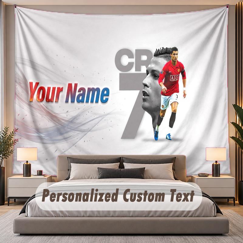 Custom Name Text Tapestry Cristiano Ronaldo Personalized Polyester Wall Tapestry For Bedroom And Room