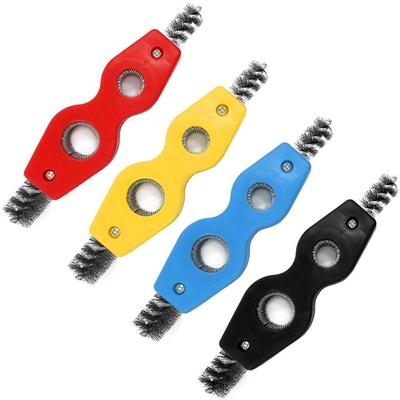 4 In 1 Double-headed Copper Pipe Brush Scaling Brush Inside Outside Reamer Pipe Copper Tube Polishing Cleaner Chamfering Tool