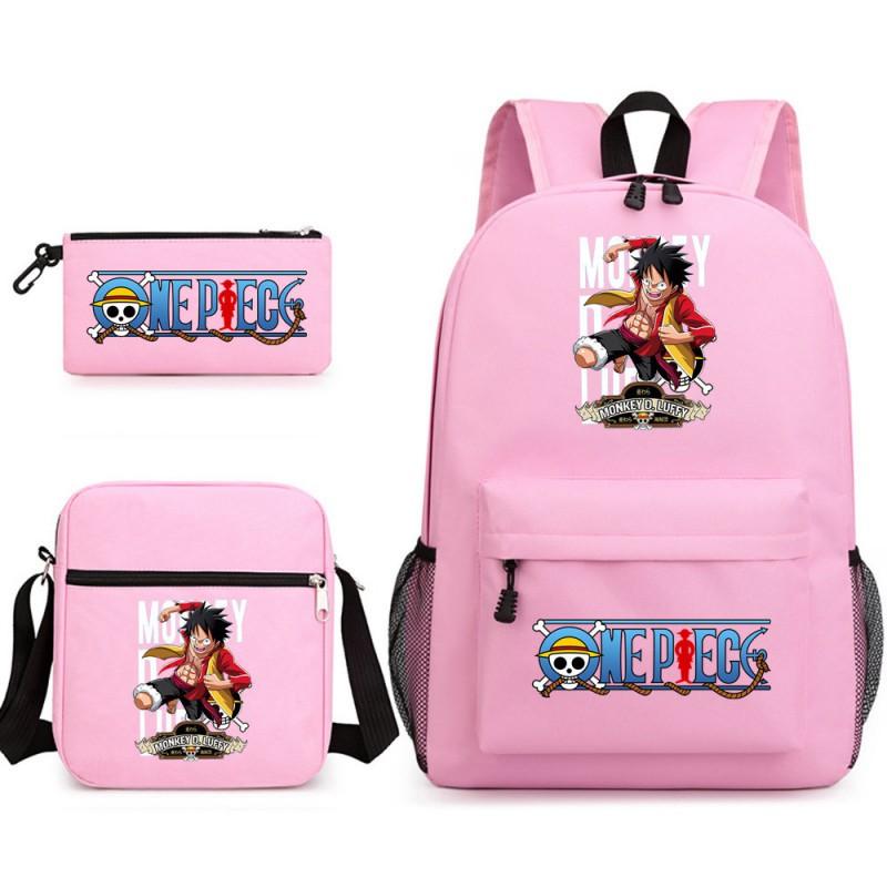 One Piece Anime Backpack Kids School Use Large Capacity Oxford Fabric Dual Shoulder Bag With Padded Straps