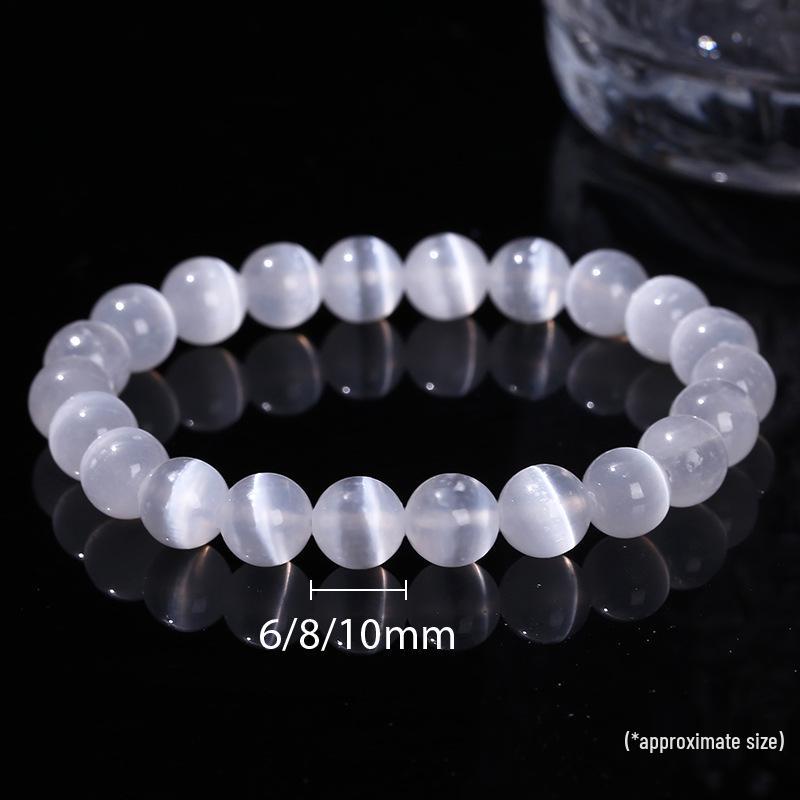 Jingde Jewelry Natural Gypsum Cat's Eye White Bead Bracelet