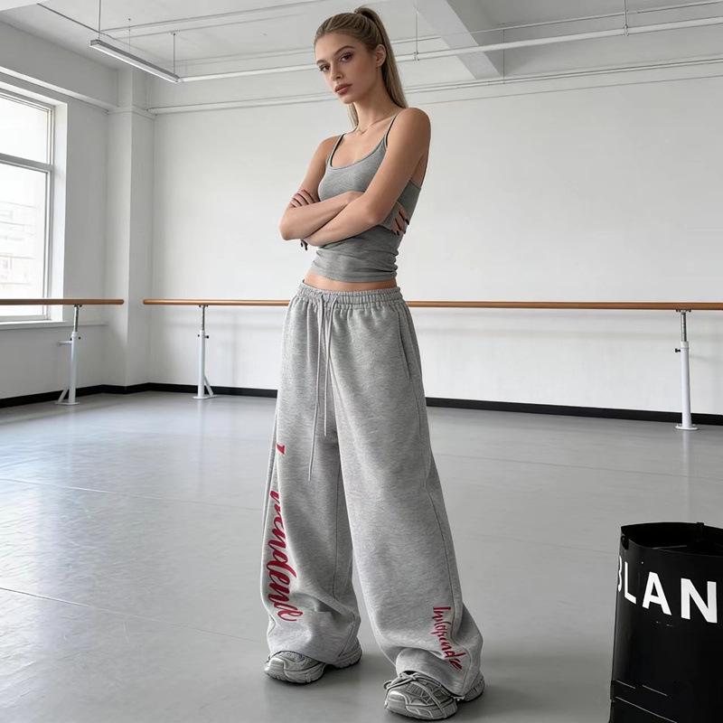 Pantaloni Jogger Larghi a Vita Alta: Pantaloni Sportivi Jazz Hip Hop Stile Ragazza Hot Americano-Europea per Donna