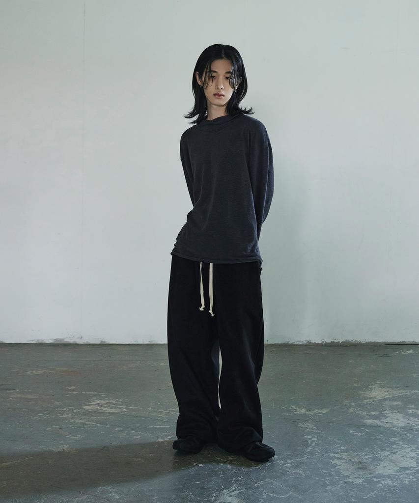 Seukeulaeteulpigsel Winded Loose Mock Neck Long Sleeve [Charcoal]