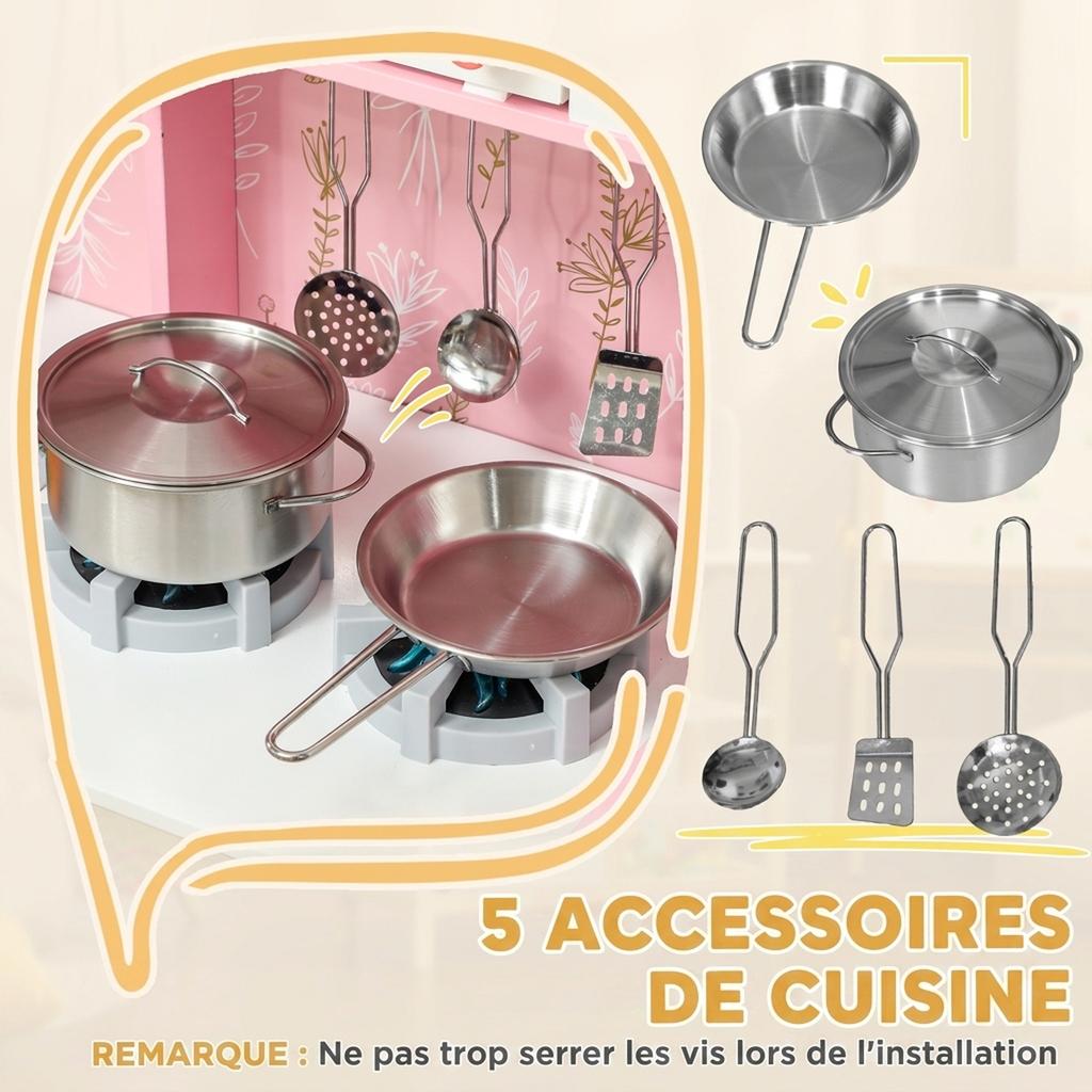 Children's Kitchen, Ice Cubes, Microwave, Oven, Hob, Sink, Washer, 90 x 33.3 x 91.6 cm, Pink