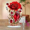 2D Wine Red Rose Acrylic Table Decor Home Wedding Decoration Valentine Mother's Day Gift