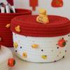 Handmade New Year Storage Basket Cartoon Decorative Cotton Rope Basket Blessing with Lid Hand Woven Basket Clutter Management