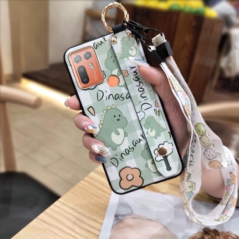 Silicone Anti-dust Phone Case For HTC Desire 20 Plus/D20+ Cute Protective Wrist Strap Ring Back Cover Shockproof Lanyard