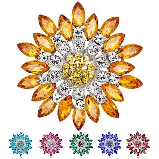Gioielli con strass di cristallo con spilla a forma di fiore da donna per il regalo della festa nuziale