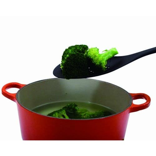 Suncraft Slotted Cooking Spoon, Colander Shape, Glass Fiber Reinforced Nylon, Dishwasher Safe, Black, GF-06B