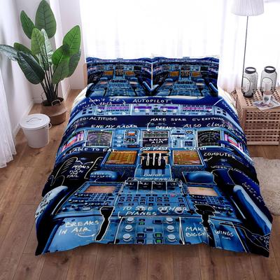 Set Copripiumino A380 Airbus Cockpit King Queen Matrimoniale Completo Singolo Set Biancheria da Letto
