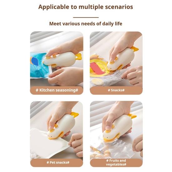 2 In 1 Mini Bag Sealer with Cutter Rechargeable Snack Sealing Machine Portable Heat Sealer for Plastic Bags Compact Food Storage Sealer
