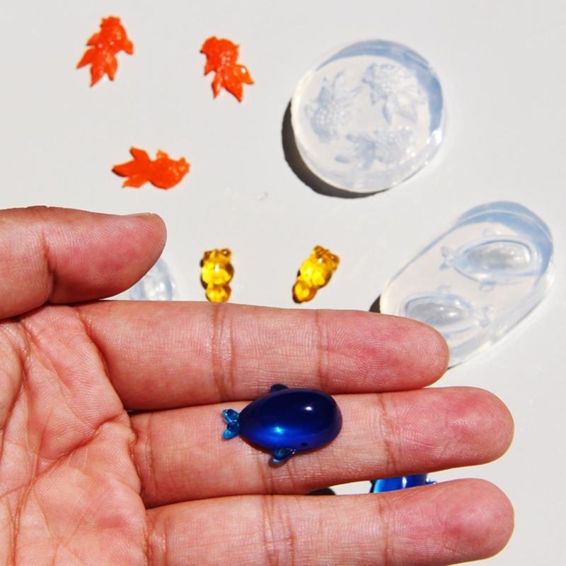 3Pcs Gold Fish and Whale Epoxy Resin Molds Jewelry Making Tool Soap Candle Craft Silicone Mould Baking Accessories