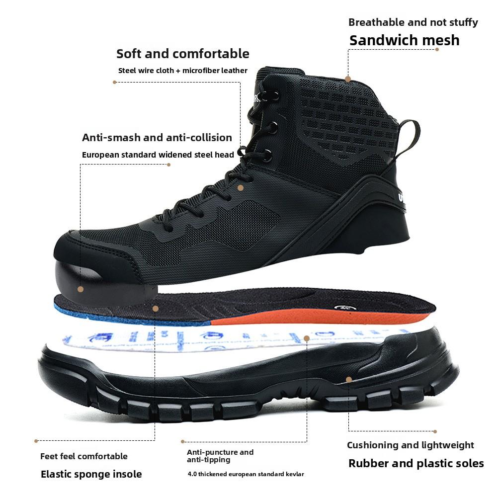 Men's Safety Shoes Labor Protection Steel Toe Sneakers Breatheable Men Boots Work Sneakers Anti-smash Anti Stabbing Waterproof