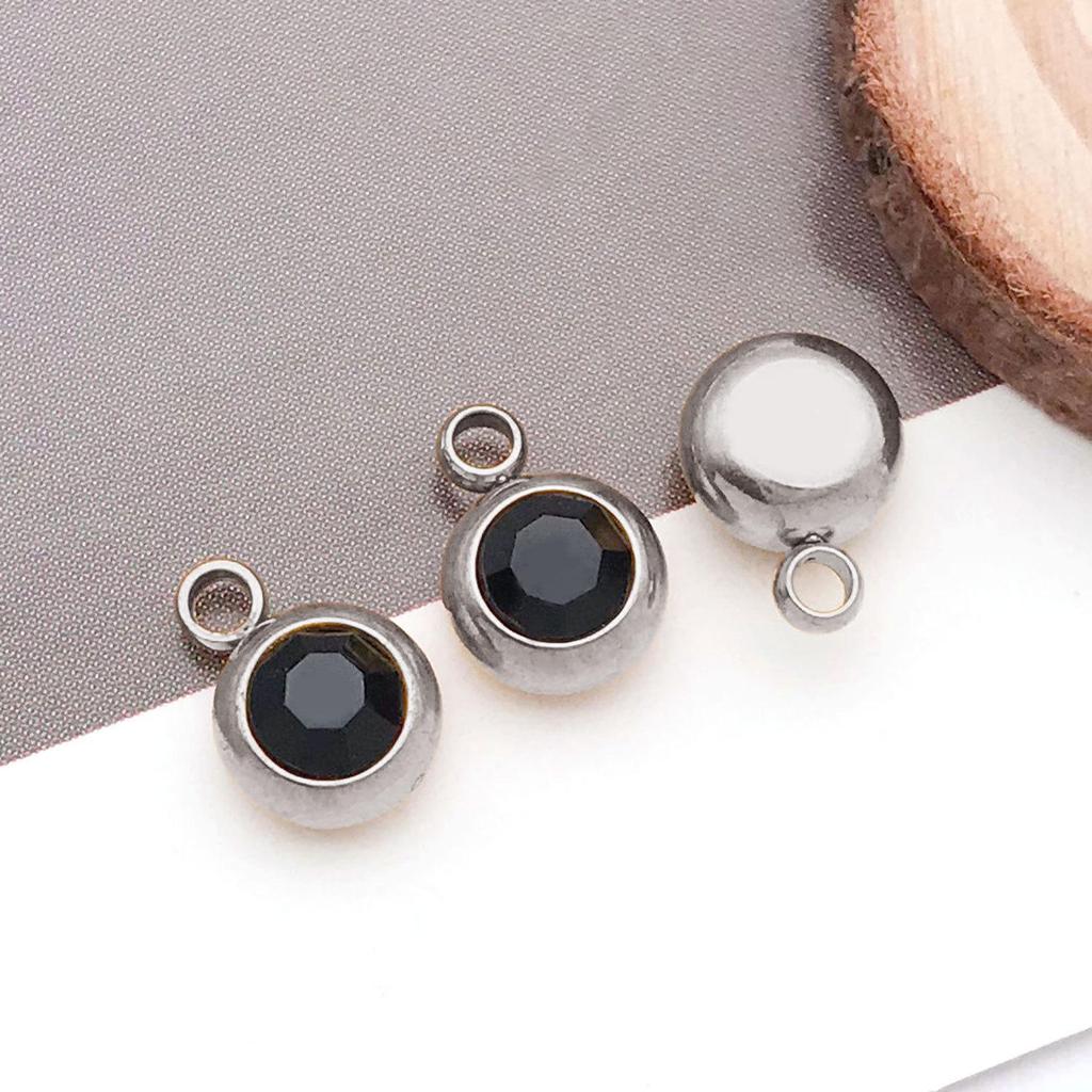 Twelve Color Birthstone Round Titanium Steel Pendant for DIY Jewelry