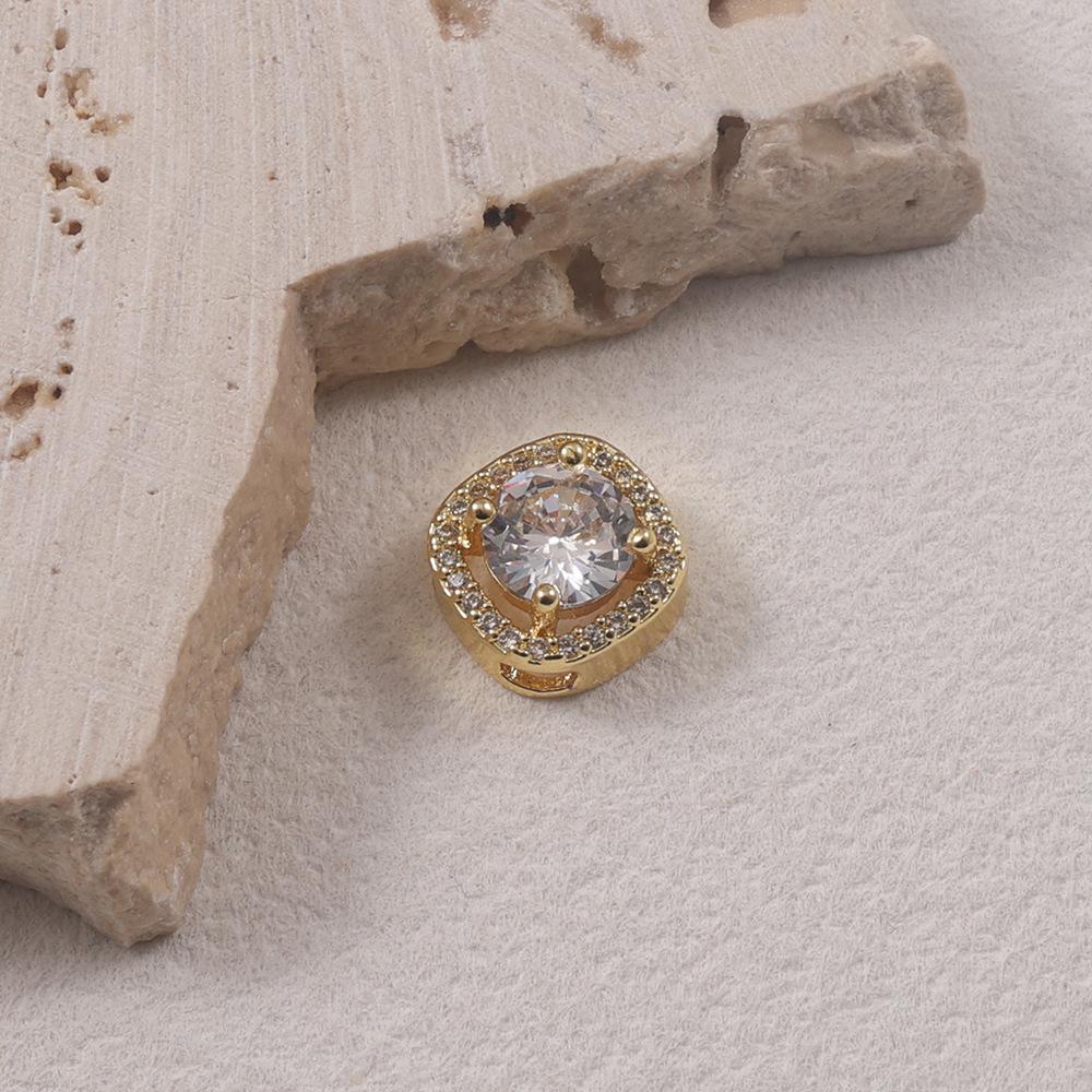 18K Gold-Plated Square Micro-Inlaid Zircon Spacer Beads, Versatile DIY Accessories