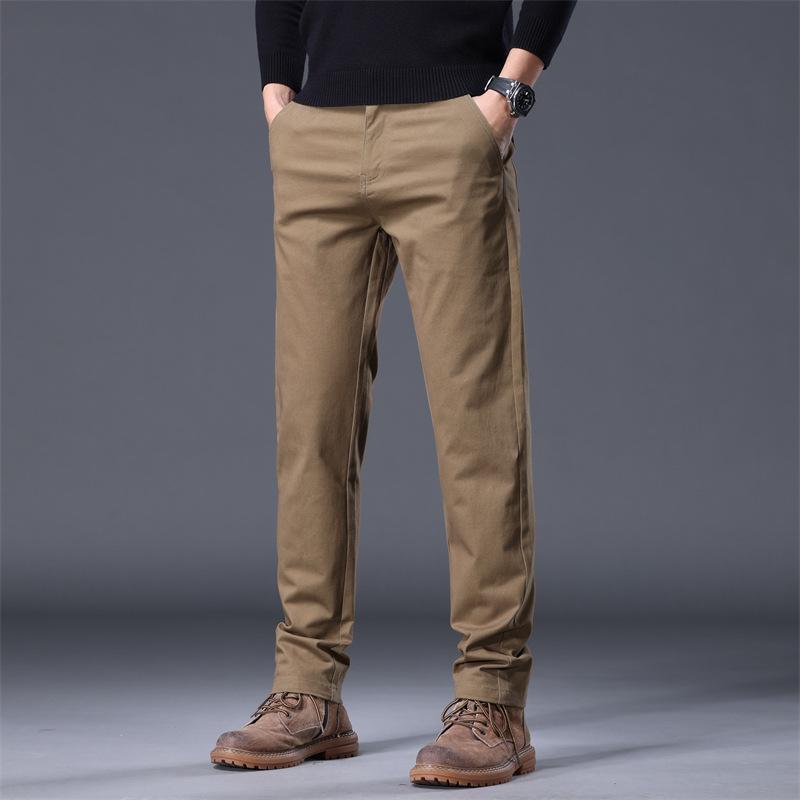 Pants Men's Spring and Autumn Men's New Fleece Warm Versatile Simple Business Pants Solid Color Trend Casual Men's Pants