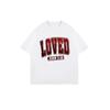 Women's Short-Sleeve T-Shirt with Retro Distressed Red "LOVED" Letter and "JOHN 3:16" Slogan Print
