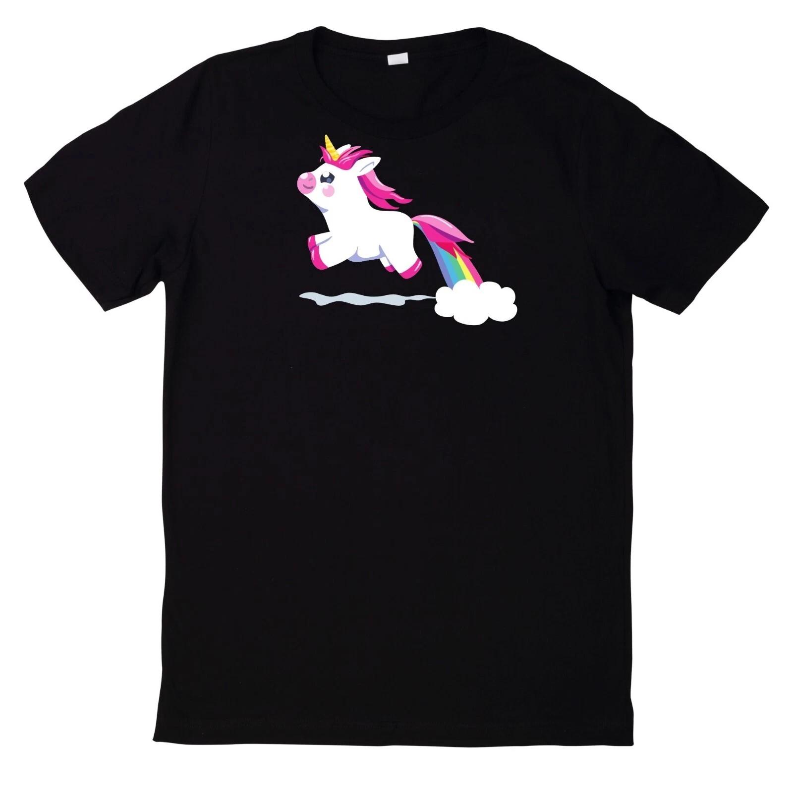 T-Shirt Lächelndes Springendes Einhorn S