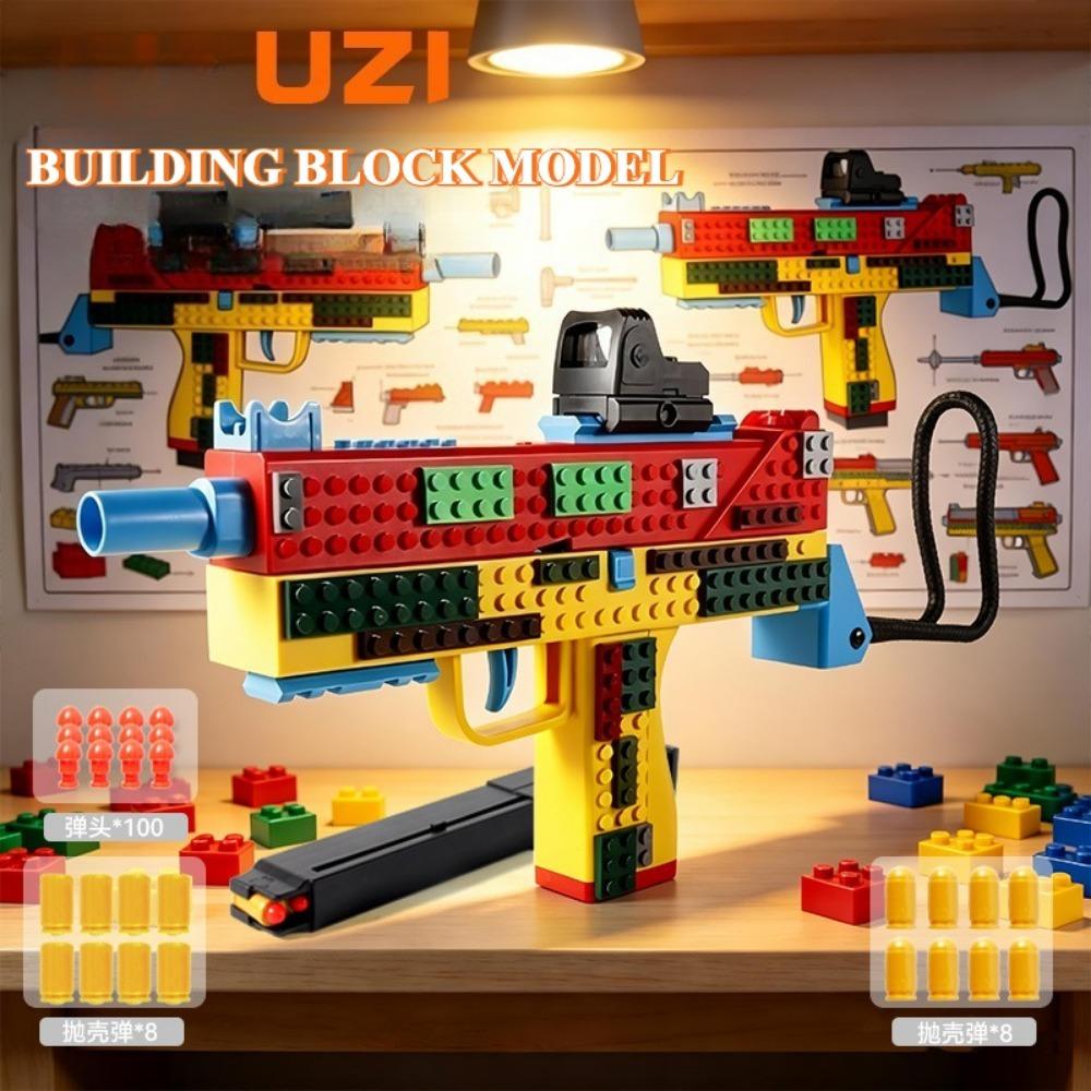 Building Block Continuous Firing Toy Gun Can Be Fired Shell Throwing Empty Hanging Gun Model Outdoor Game for Boys Adult