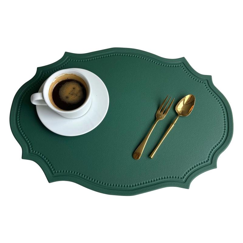 

Кожаный коврик под приборы Винтажный обеденный стол Теплоизоляционный коврик Водонепроницаемый и маслостойкий Овальный коврик