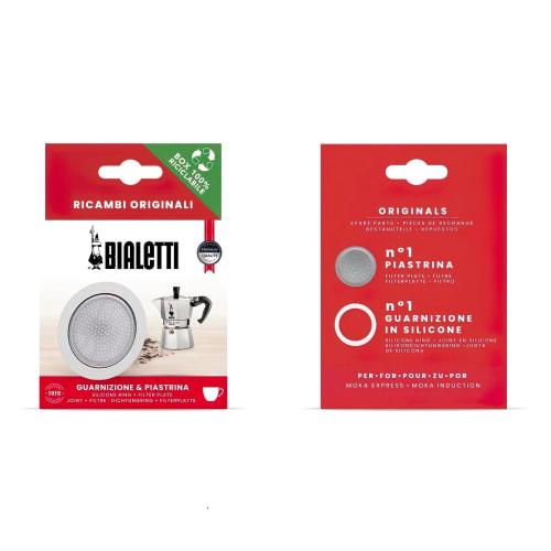 Bialetti Espresso Maker Replacement Parts: Moka Express 3-Cup/4-Cup / Brikka 2-Cup Gasket & Filter (800039)