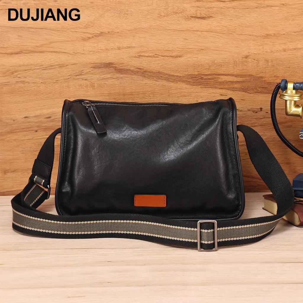 Bolsa Transversal Mensageiro Masculina de Couro Genuíno Crazy Horse