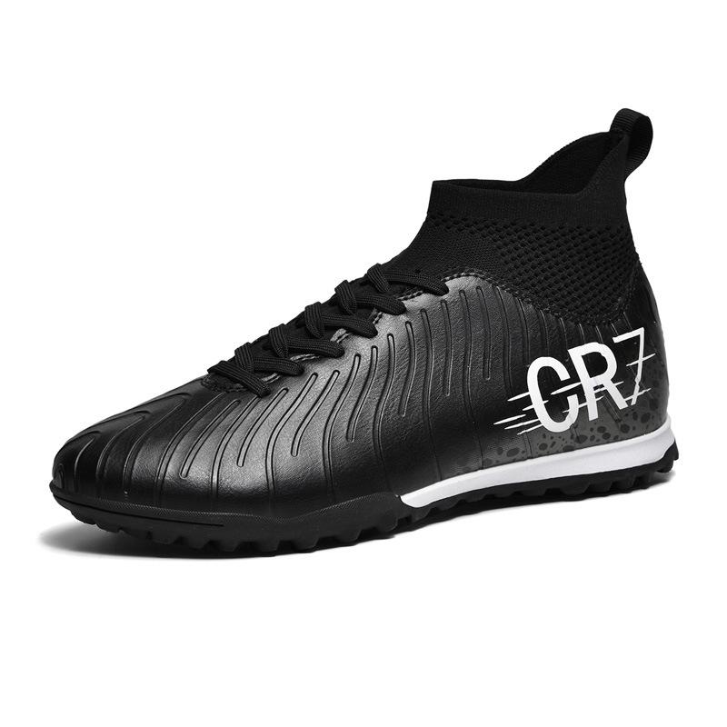 Cr7 Fotbalové boty Vysoké Tf Trávník s umělými hroty Hřeby pro umělý trávník Kožené Nohy Muži a Ženy Děti a Dospívající Tréninkové boty