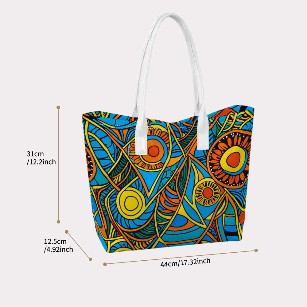Bohemian Sun Pattern Tote Bag Casual Large Capacity Daily Use Handbag For Women Outdoor Shopping Portable Carryall Bag