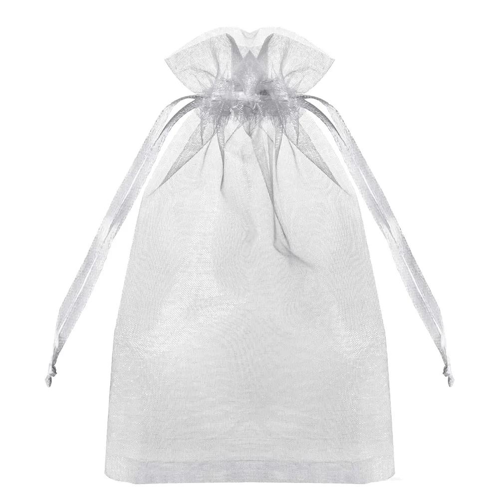50pcs White Sheer Organza Bag Jewelry Gift Party Favor Bags with Drawstring for Wedding Christmas Small Jewelry Storage Bags