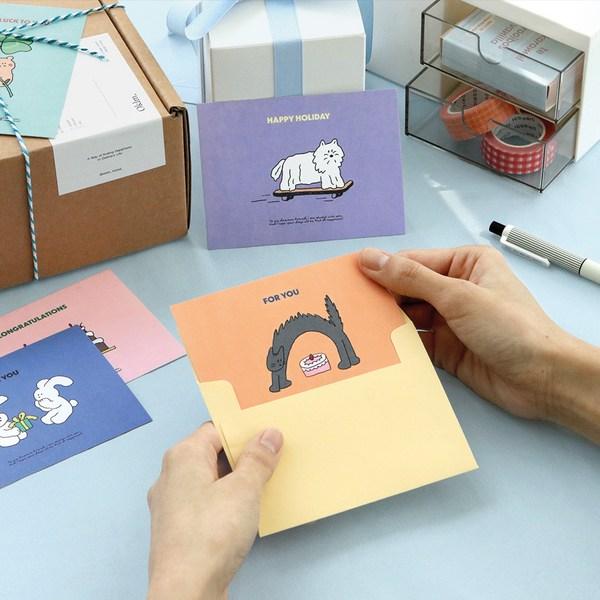 Iconic Cuddly Message Cards 8 Types X 3 Pieces + Envelope Set