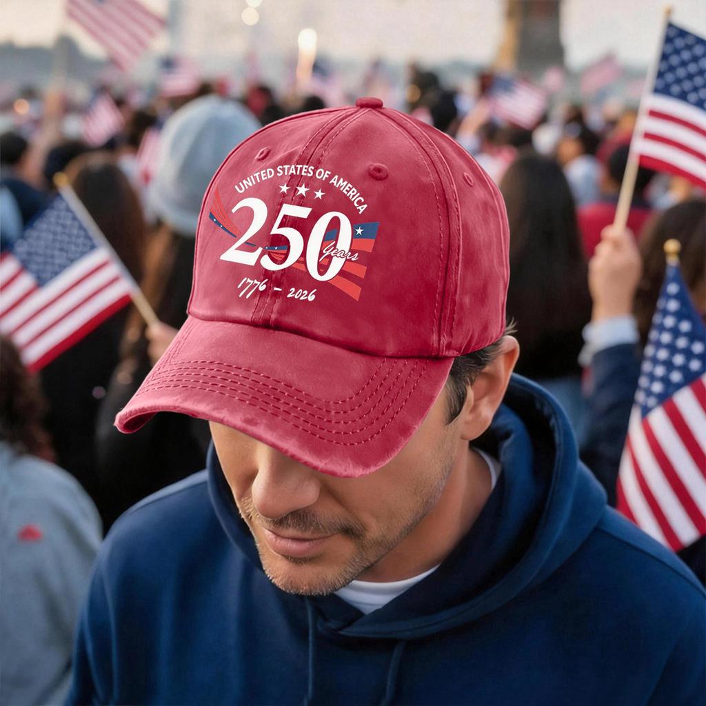Men's and Women's Matching American 250th Anniversary Anniversary Embroidered Vintage Washed Baseball Cap