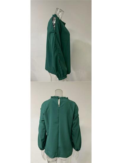 Women's Off-the-Shoulder Chiffon Blouse - European and American Style, Solid Color Pullover for Spring and Autumn, Sexy & Elegant.