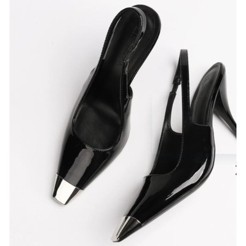 New Spring Street Style Back Strap Pumps Women Sexy Splicing Pointed Toe Elegant Thin Low Heels Mule Party Dress Shoes Sandal