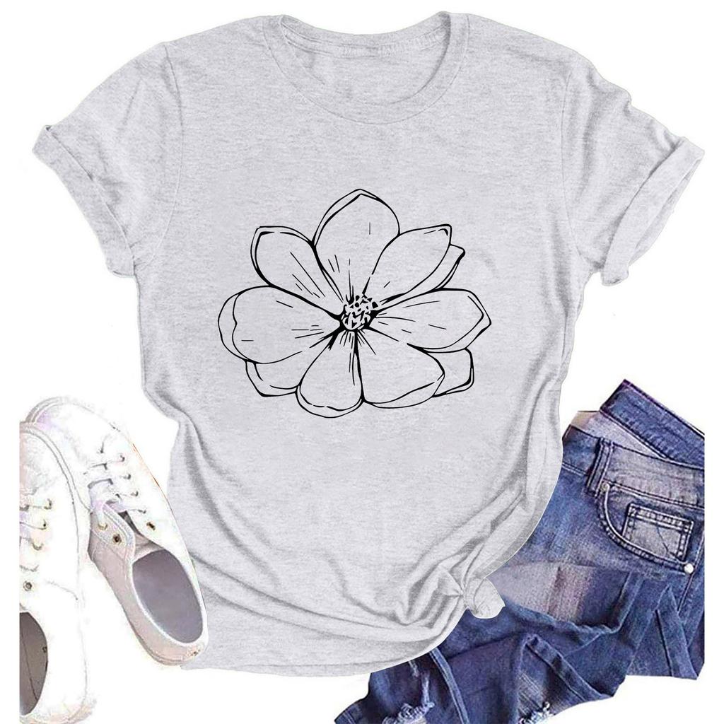 Women's Fashion Casual Summer Comfortable Printed Round Neck Short Sleeve Top Blouse