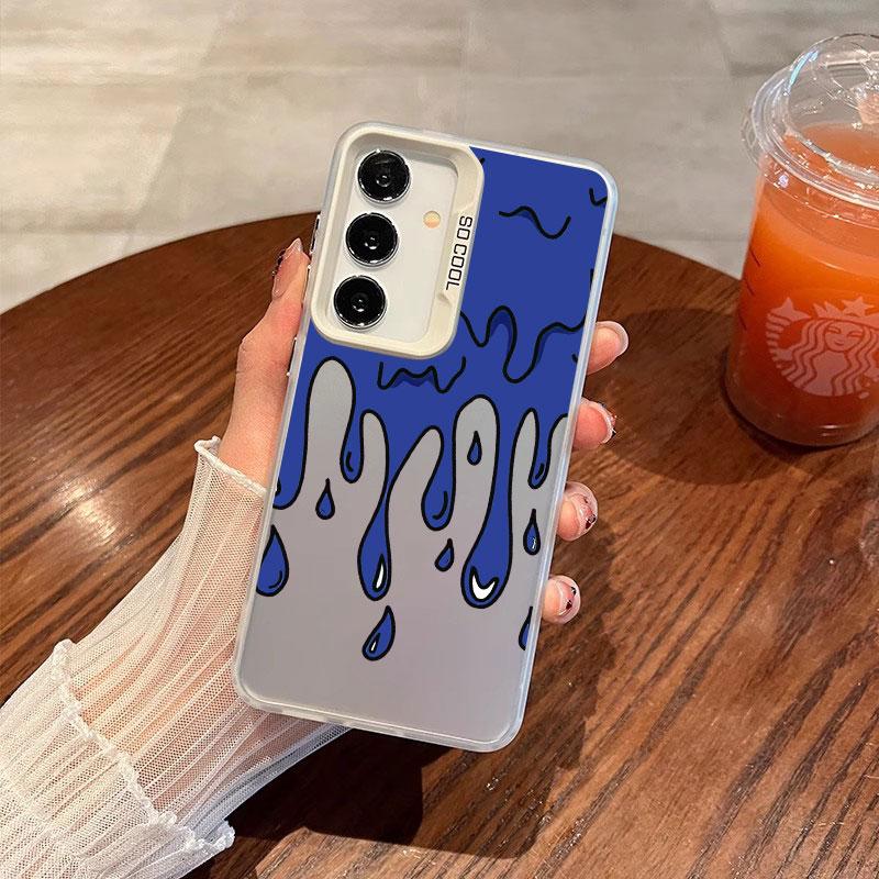 For Samsung Galaxy S25 S22 Ultra Plus S21 FE S24 S23 Ultra Plus FE Laser Phone Case Funny Melted Ice Cream Pattern Cover Fundas