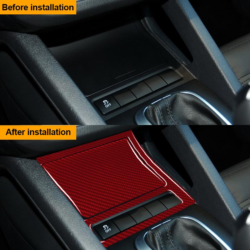 Real Carbon Fiber Car Center Control Ashtray Box Panel Decoration Sticker For Volkswagen Golf 6 2008-2012 Interior Accessories